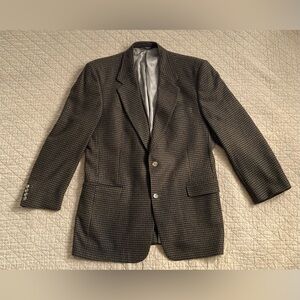 Burberry London Men’s Wool Tweed Blazer Sport Coat Brown Black Houndstooth 42R